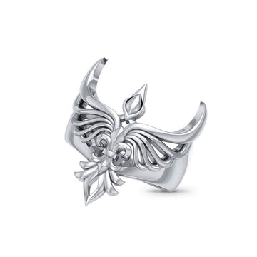 Phoenix with Fleur De Lis Sterling Silver Ring TRI1742 - Jewelry